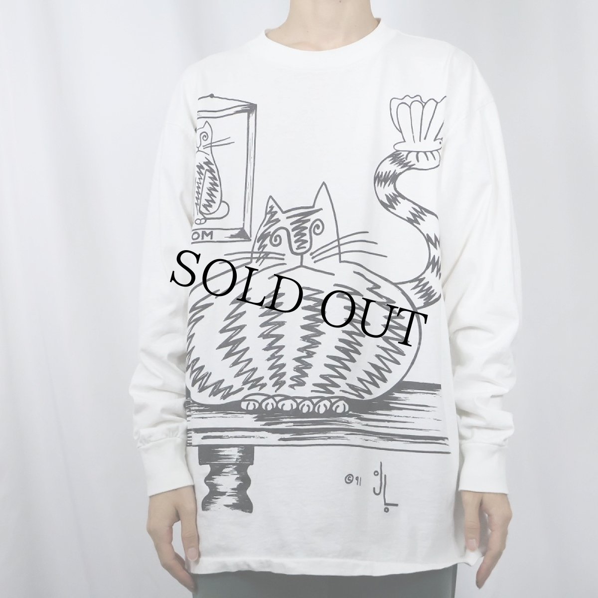 画像2: 90's USA製 "CAT TALES" ねこ イラストプリントロンT XL (2)