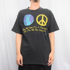 画像2: 90's John Lennon / Imagine USA製 "you may say I'm a dreamer..." 歌詞プリントTシャツ BLACK L (2)