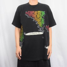 画像3: 90's USA製 "Legalize It." フロッキープリント ガンジャTシャツ BLACK XL (3)