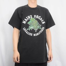 画像2: 90's USA製 "MAINE VOCALS LEGALIZE MARIJUANA" マリファナ合法化運動団体 プリントTシャツ BLACK L (2)