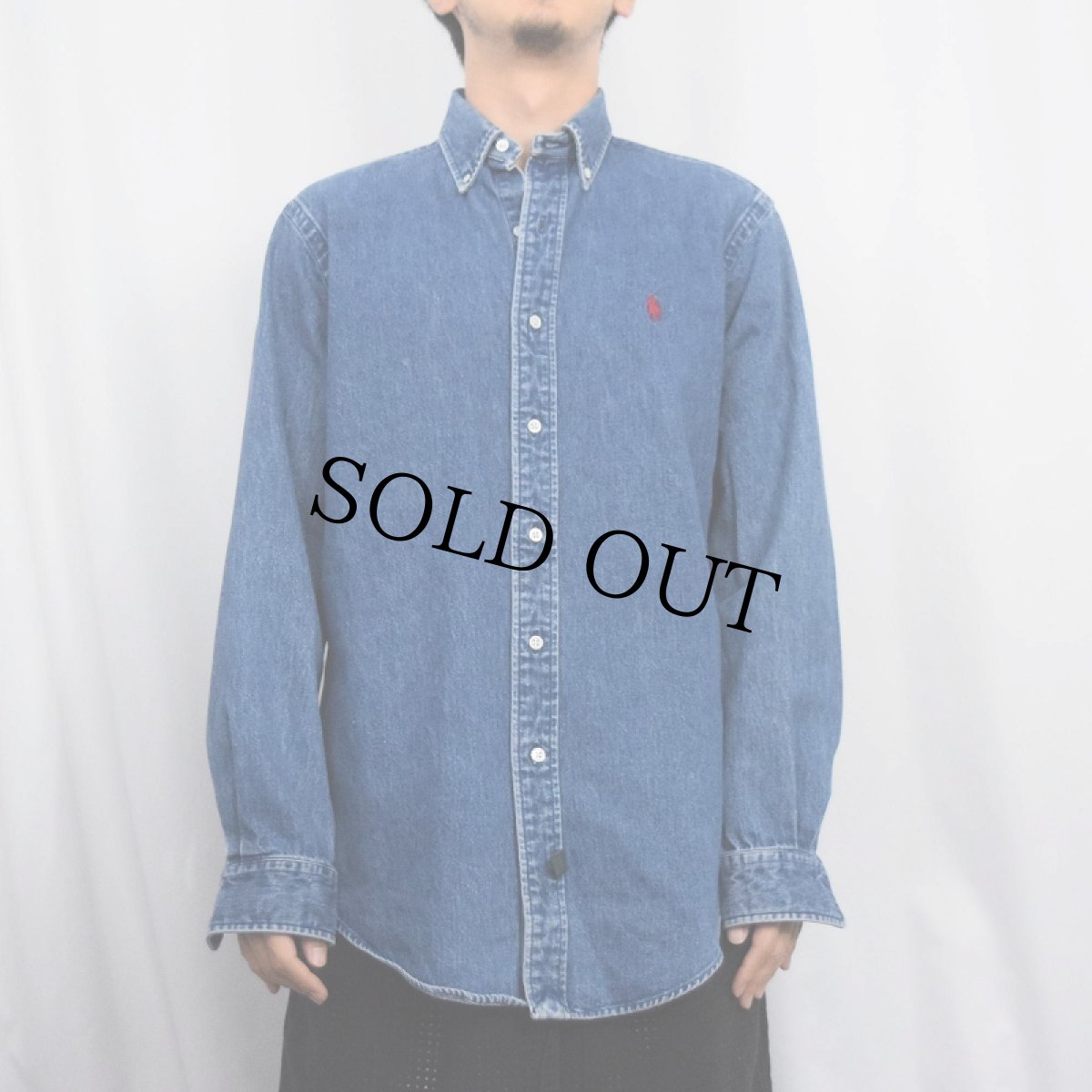 画像2: 80〜90's Ralph Lauren POLO COUNTRY デニムボタンダウンシャツ M (2)