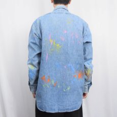 画像3: POLO Ralph Lauren "DUNGAREE WORKSHIRT" ペンキペイント デニムシャツ L (3)