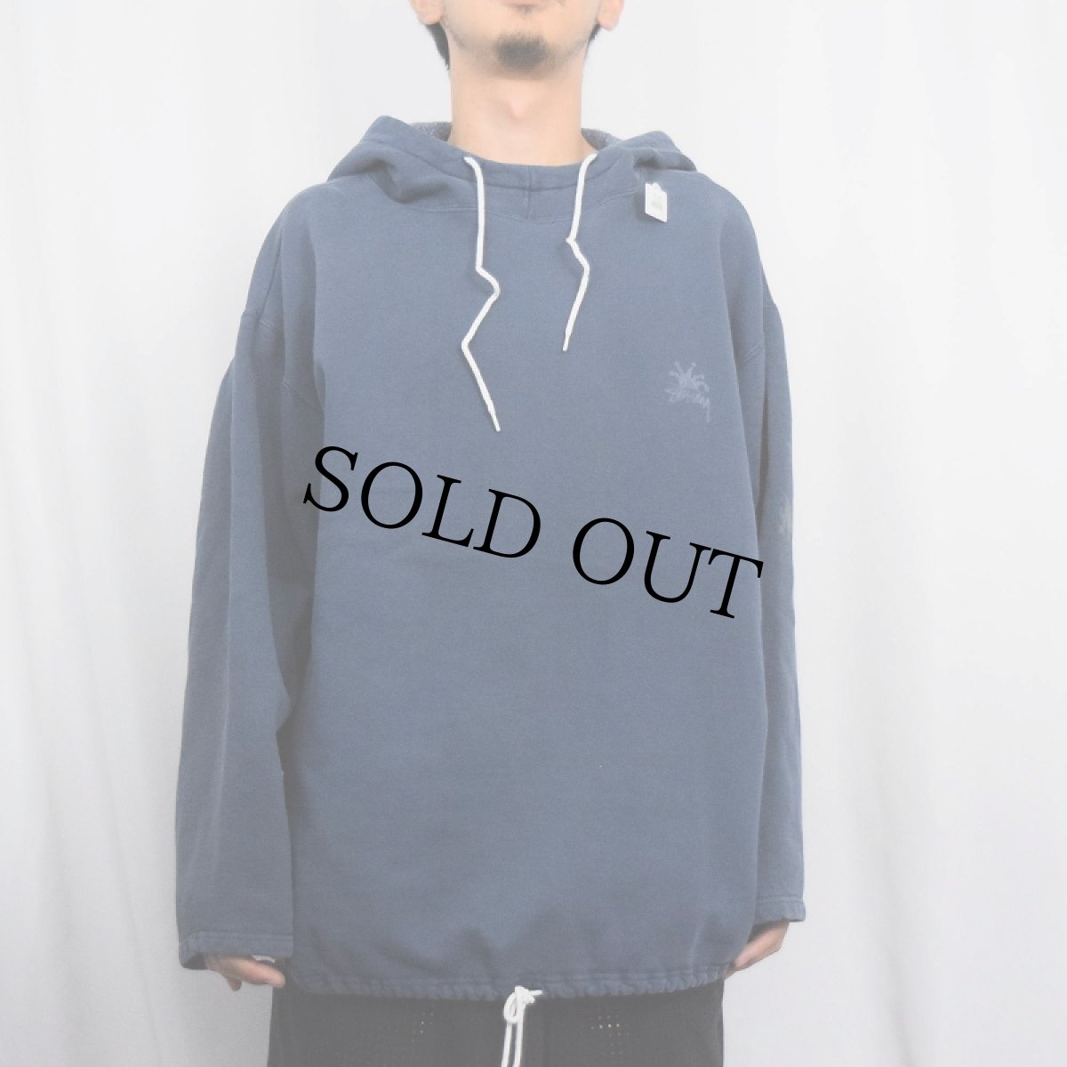 画像2: 80's STUSSY USA製 クラウンロゴ スウェットフーディー NAVY XL (2)