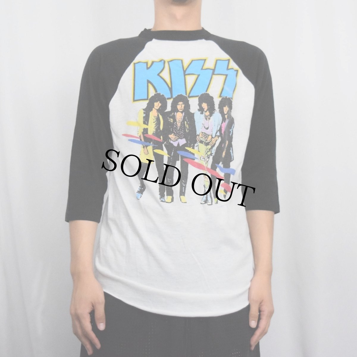 画像2: 80's KISS USA製 "ASYLUM WORLD TOUR" ハードロックバンド プリントラグランTシャツ XL (2)