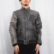 画像2: Hein Gericke ドッキングデザイン シングルライダースジャケット BLACK SIZE50 (2)