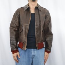画像2: 40's U.S.ARMY AIR FORCE A-2 "AERO LEATHER社製" 赤リブ レザーフライトジャケット SIZE38 (2)