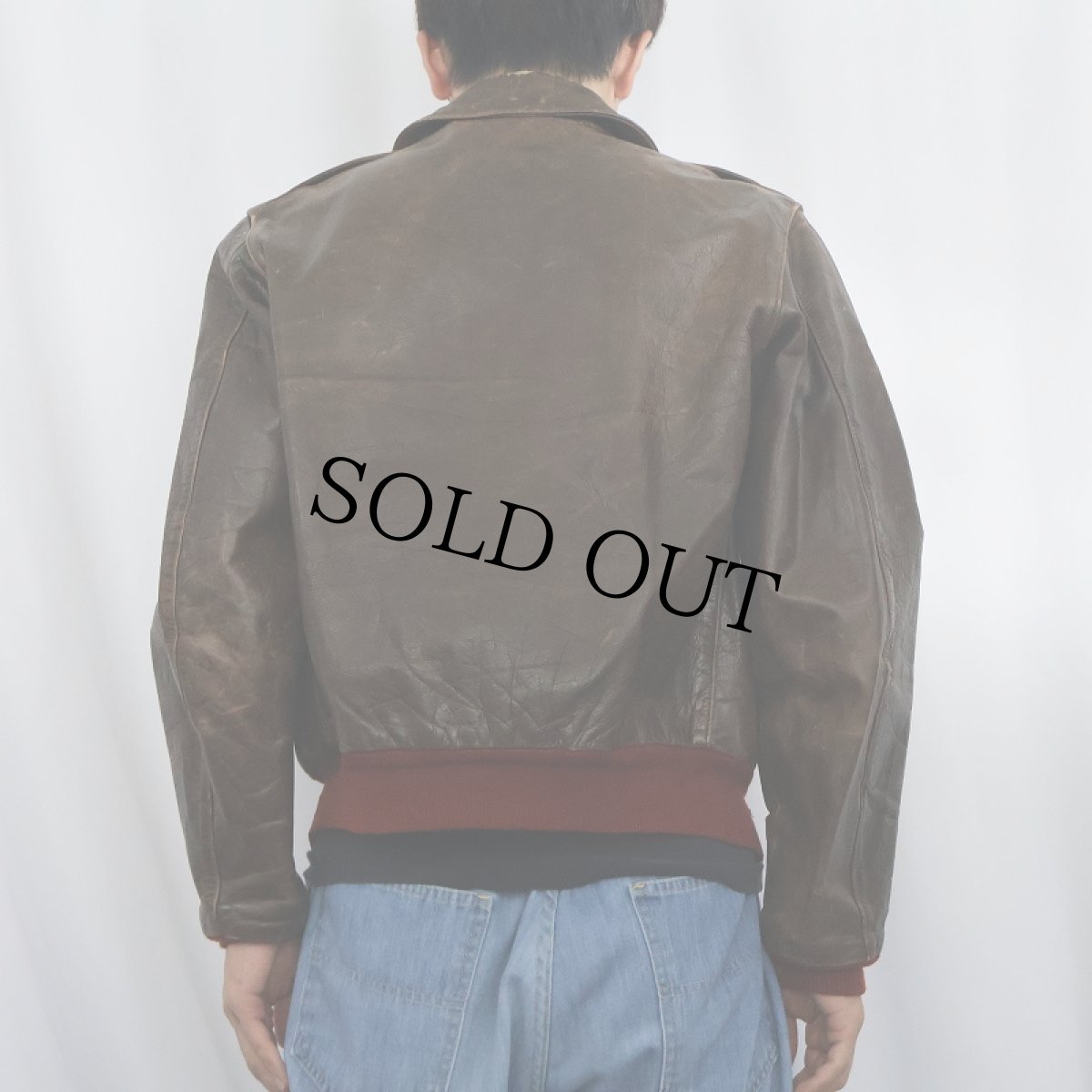 画像3: 40's U.S.ARMY AIR FORCE A-2 "AERO LEATHER社製" 赤リブ レザーフライトジャケット SIZE38 (3)