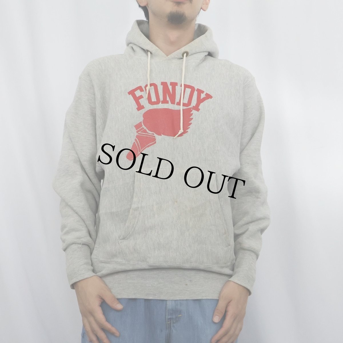 画像2: 70〜80's Champion 青単色タグ REVERSE WEAVE USA製 "ウイングフット" プリントスウェットフーディー M (2)