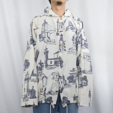 画像3: 90's MICHIGAN RAG CO. USA製 ライトハウス プリント パーカー (3)