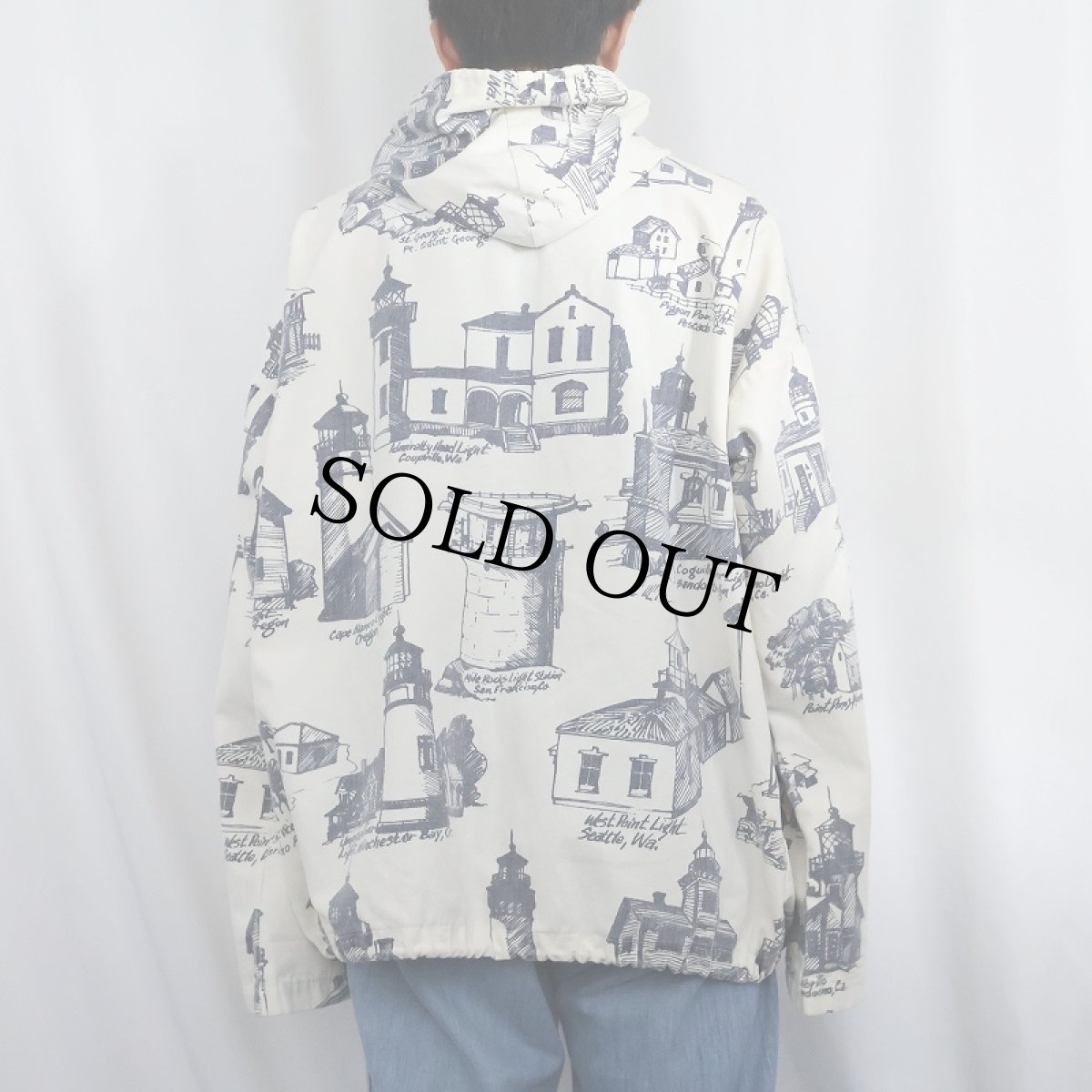 画像4: 90's MICHIGAN RAG CO. USA製 ライトハウス プリント パーカー (4)