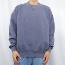 画像2: 90's RUSSELL ATHLETIC 前V 無地フェードスウェット NAVY L (2)