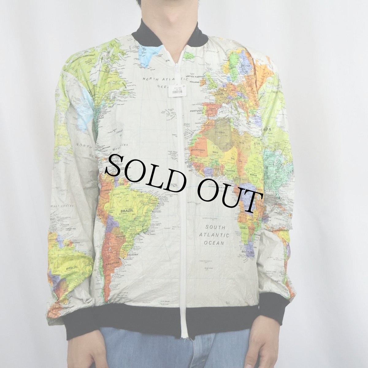 画像2: 90's 世界地図柄 ペーパージャケット M (2)