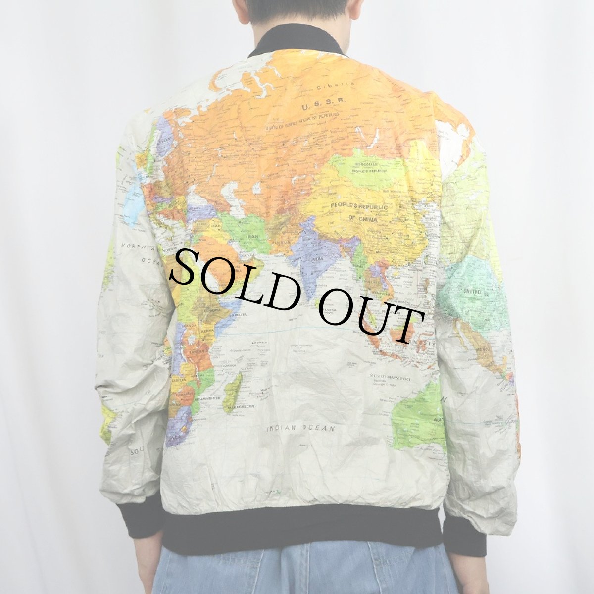 画像3: 90's 世界地図柄 ペーパージャケット M (3)