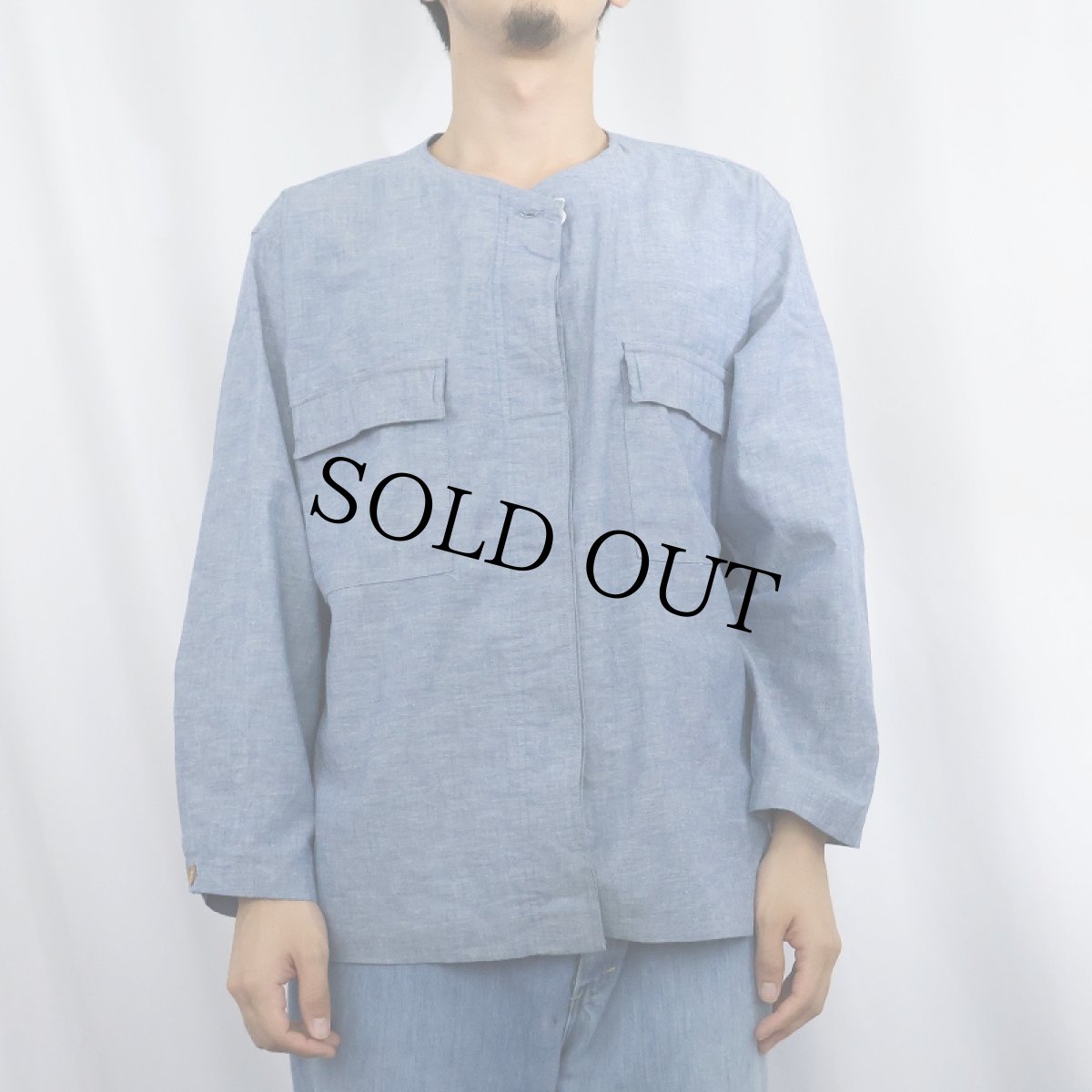 画像2: 90's JONES NEW YORK SPORT コットンノーカラーシャツ (2)