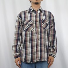 画像2: 90's FIVE BROTHER チェック柄 ヘビーネルシャツ XL (2)