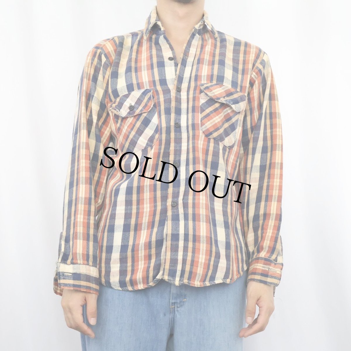 画像2: 80's FIVE BROTHER USA製 チェック柄 ヘビーネルシャツ M (2)