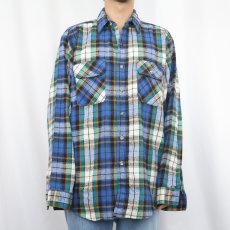 画像2: 90's FIVE BROTHER USA製 チェック柄 ヘビーネルシャツ L (2)