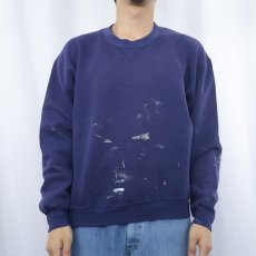画像2: 80's RUSSELL ATHLETIC USA製 ペンキペイント 前Vスウェット NAVY L (2)