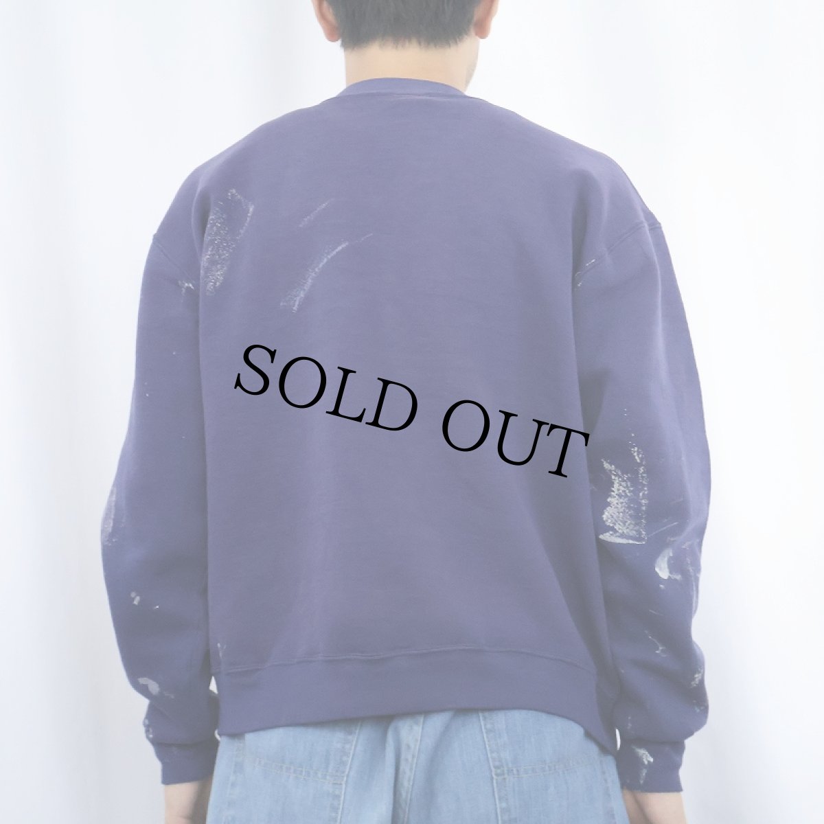 画像3: 80's RUSSELL ATHLETIC USA製 ペンキペイント 前Vスウェット NAVY L (3)