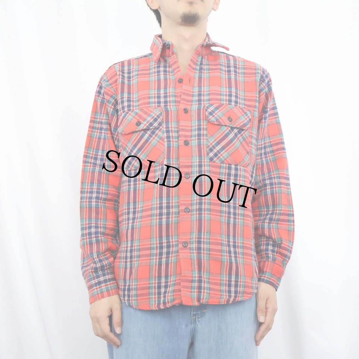 画像2: 80's FIVE BROTHER USA製 チェック柄 ヘビーネルシャツ M (2)