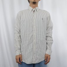 画像2: Ralph Lauren "CUSTOM FIT" ストライプ柄 ボタンダウンコットンシャツ M (2)