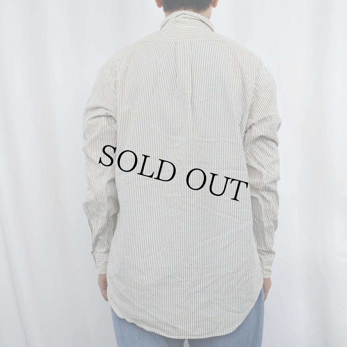 画像3: Ralph Lauren "CUSTOM FIT" ストライプ柄 ボタンダウンコットンシャツ M (3)