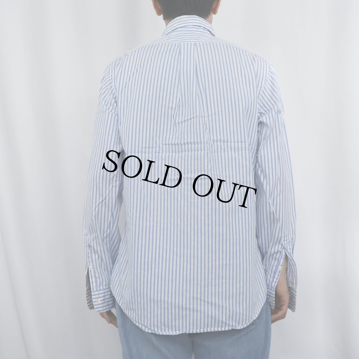 画像3: Ralph Lauren "CUSTOM FIT" ストライプ柄 ボタンダウンコットンシャツ M (3)