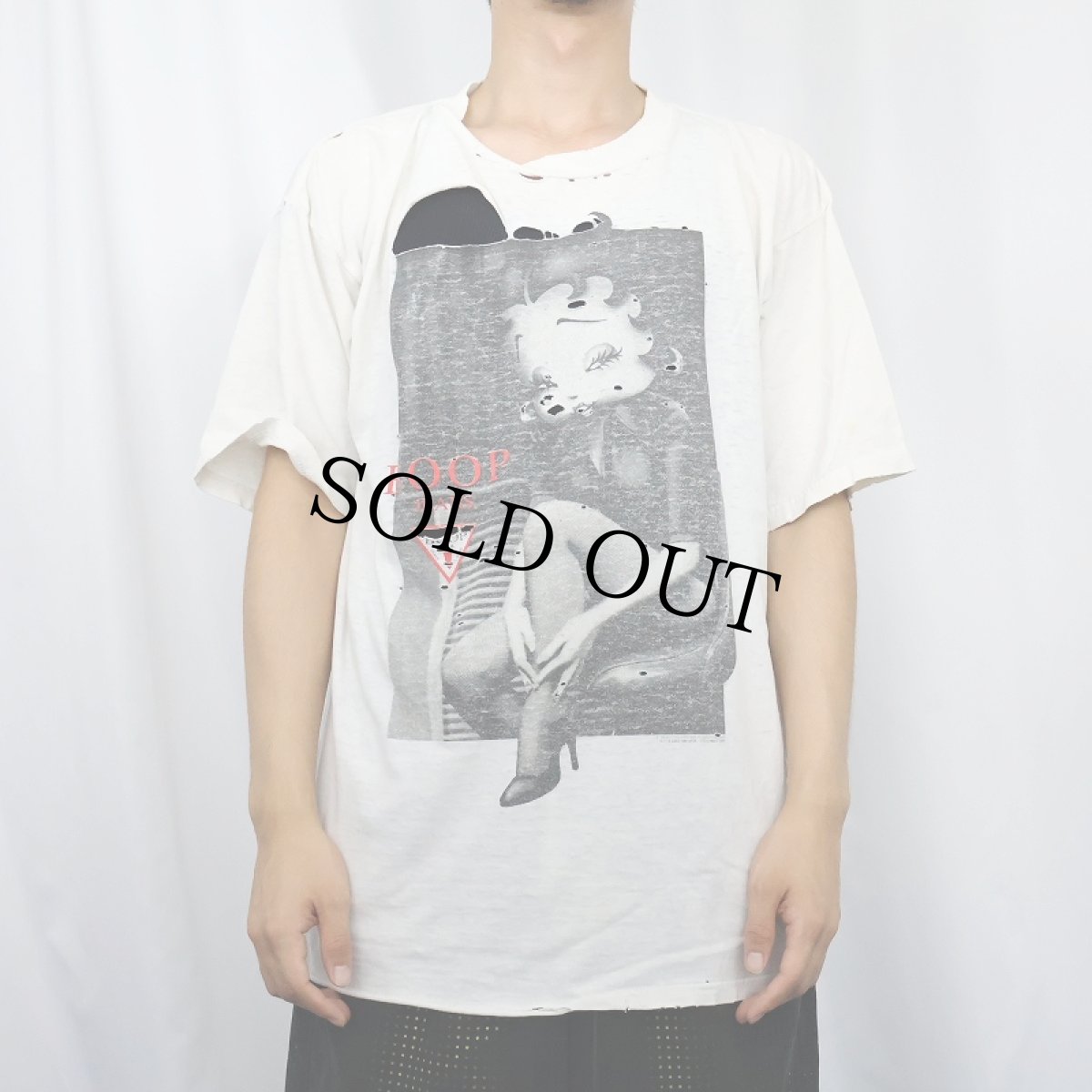 画像2: 90〜2000's Betty Boop "BOOP JEANS" キャラクターパロディプリントTシャツ L (2)