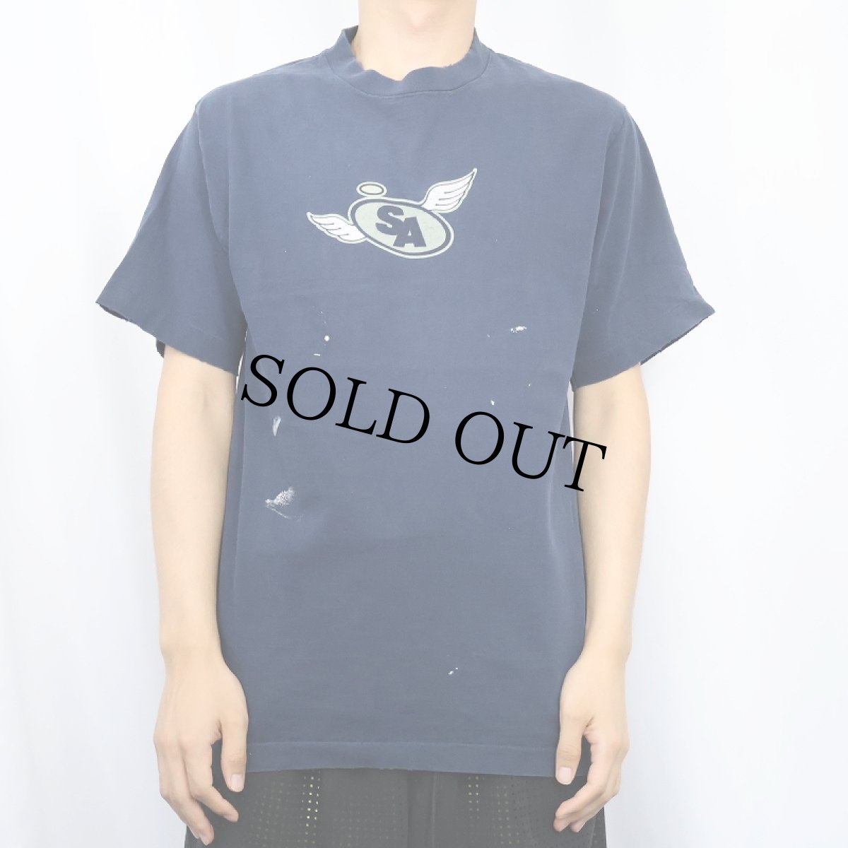 画像2: 80's STUSSY 黒タグ USA製 "Stussy’s ANGELS" プリントTシャツ NAVY L (2)