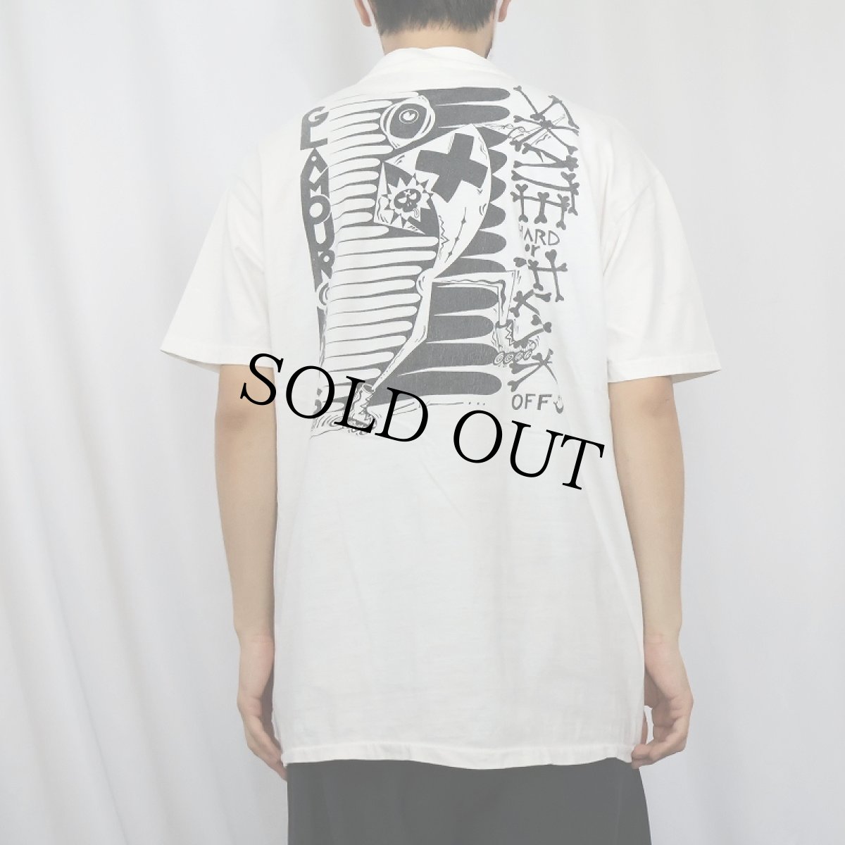 画像4: 90's "SKATE HARD FUCK OFF" ローラースケート プリントTシャツ XL (4)