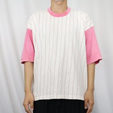 画像2: 90's FRUIT OF THE LOOM USA製 ストライプ柄 ベースボールＴシャツ XL (2)