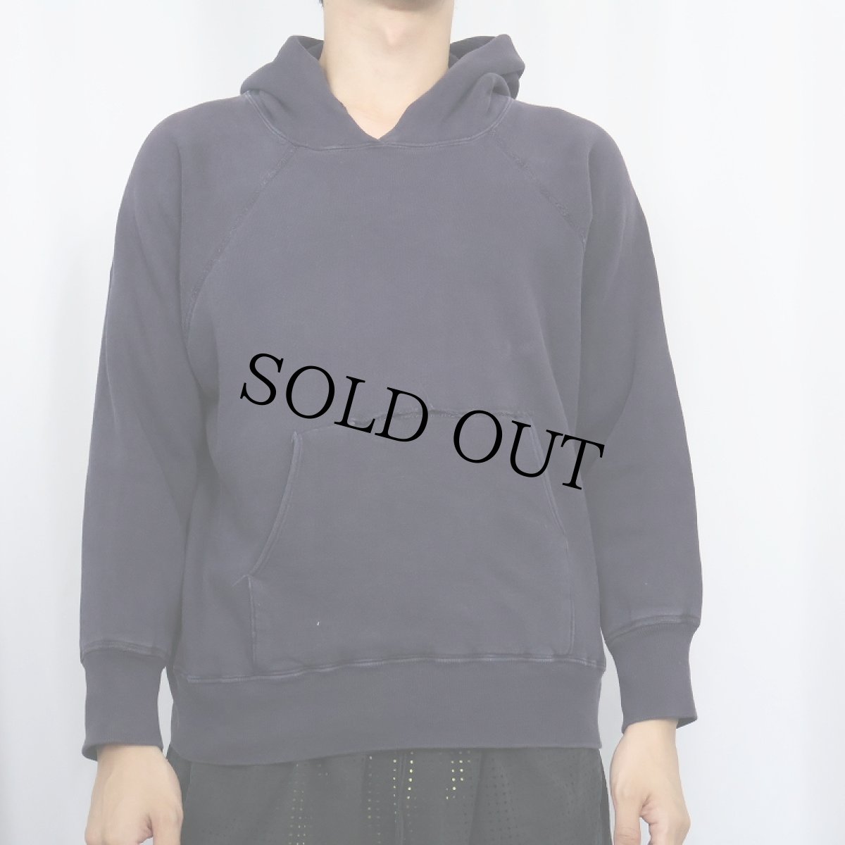 画像2: 50's B.V.D. 裏サーマル スウェットフーディー ナス紺 (2)