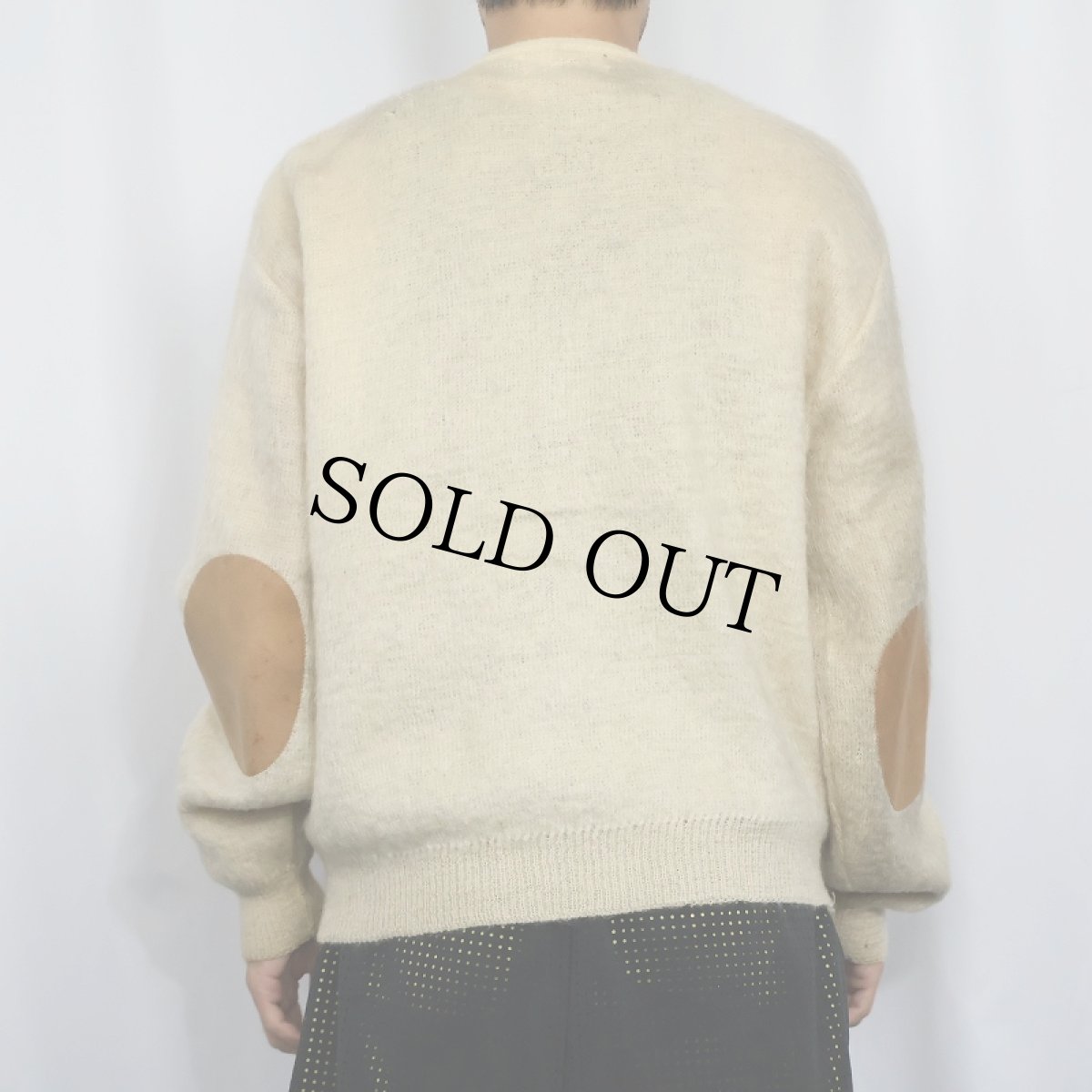 画像3: 60's TOWNE AND KING エルボーパッチ付き モヘアニットカーディガン size44 (3)