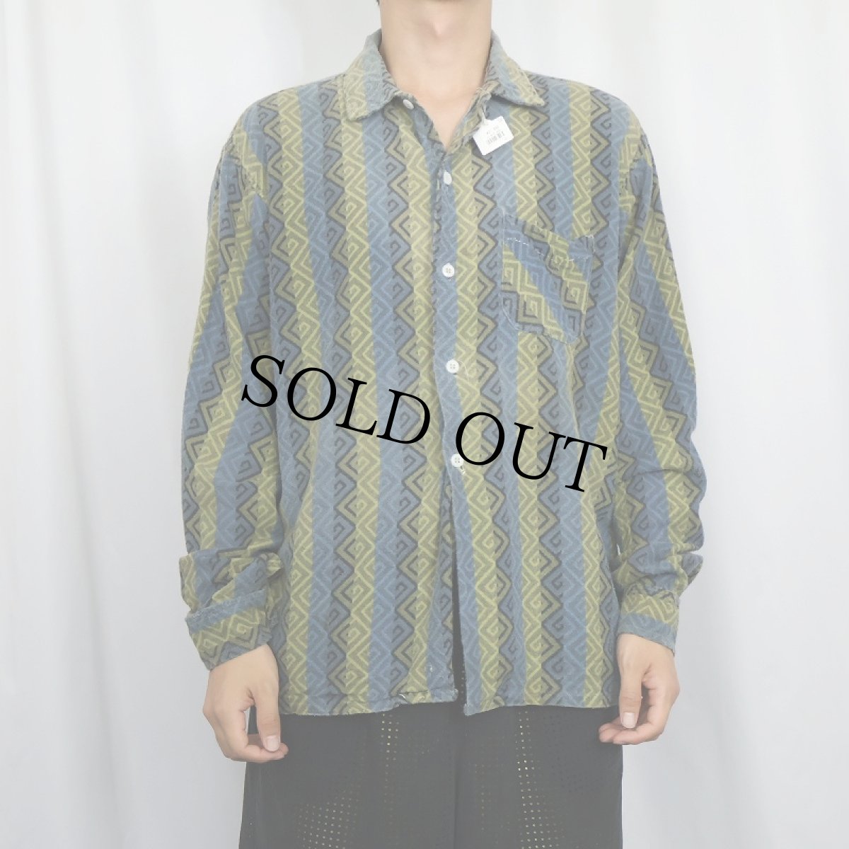 画像2: 60's Wash'n Wear ストライプ柄 ライトネルシャツ L (2)