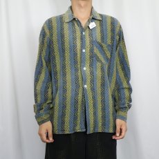 画像2: 60's Wash'n Wear ストライプ柄 ライトネルシャツ L (2)