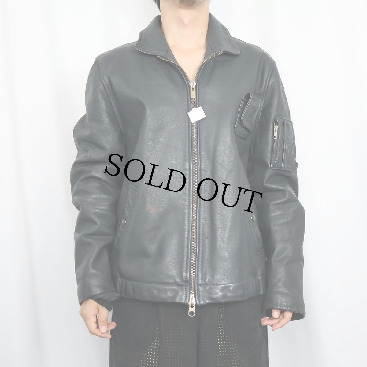 画像2: 70〜80's "FRENCH AIR FORCE Type" レザージャケット BLACK (2)