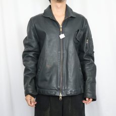 画像2: 70〜80's "FRENCH AIR FORCE Type" レザージャケット BLACK (2)