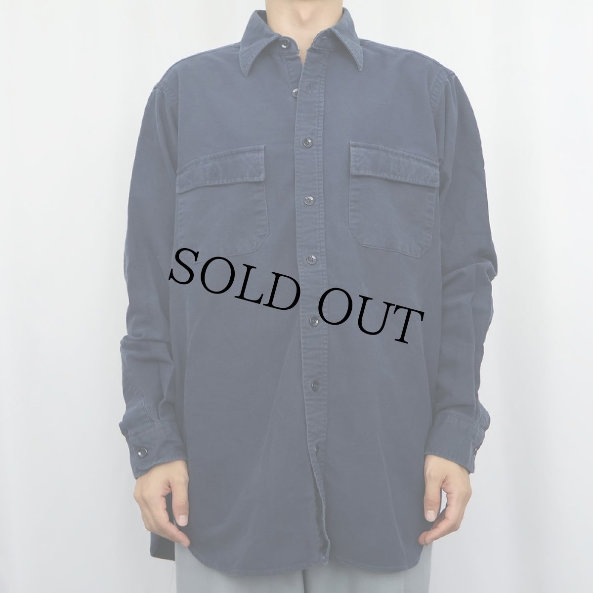 画像2: 80's L.L.Bean USA製 シャモアクロスシャツ NAVY size16TALL (2)