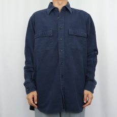 画像2: 80's L.L.Bean USA製 シャモアクロスシャツ NAVY size16TALL (2)
