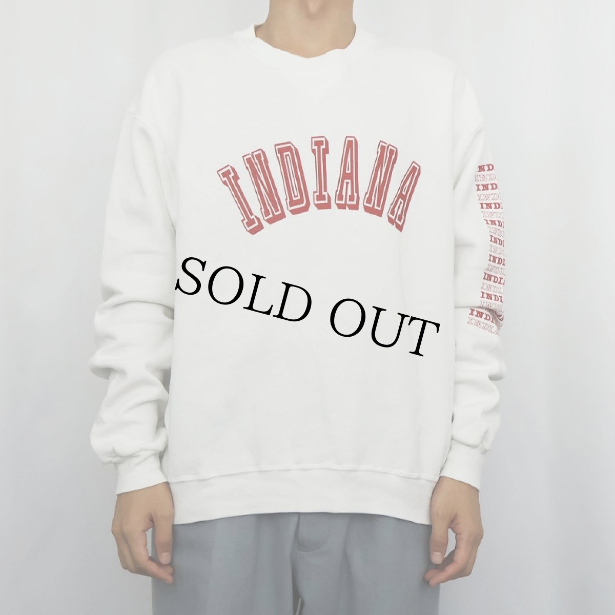 画像2: 80's RUSSELL ATHLETIC USA製 "INDIANA" 前V プリントスウェット L (2)