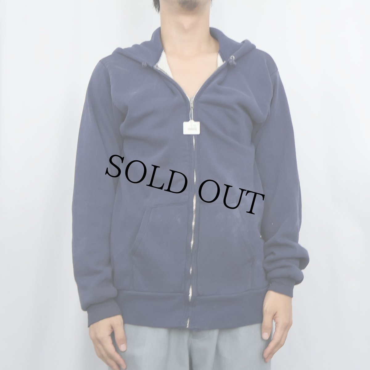 画像2: 70〜80's 裏サーマル スウェットジップパーカー NAVY (2)