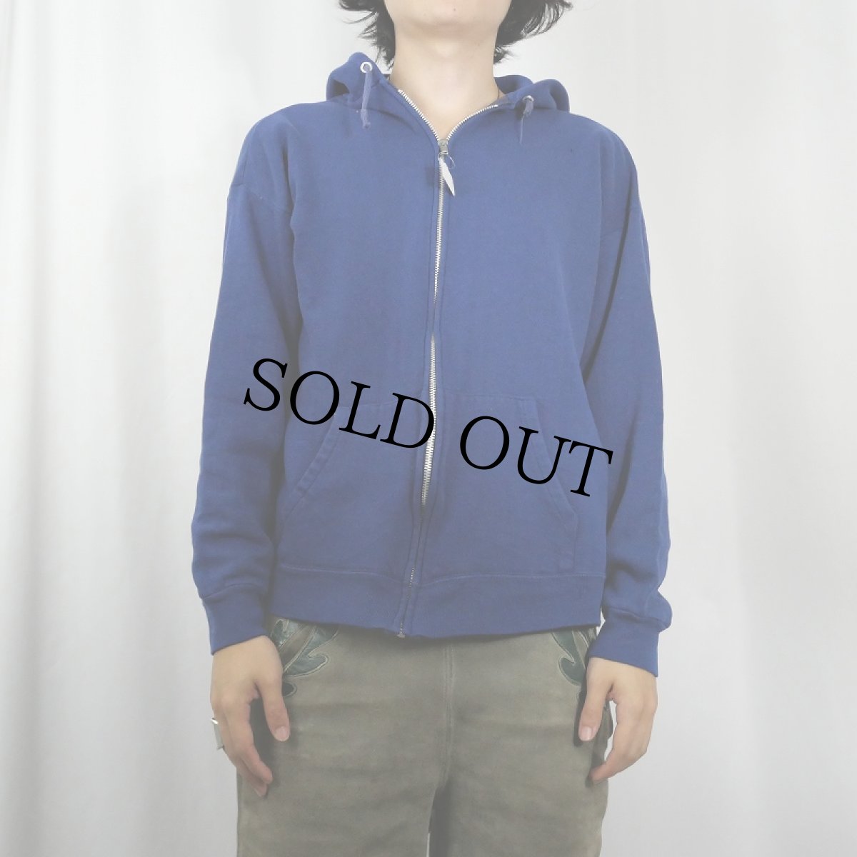 画像2: 70〜80's TULTEX USA製 無地 スウェットジップパーカー L (2)