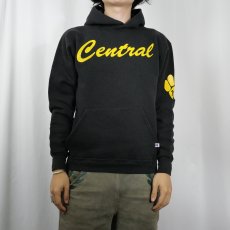 画像2: 80's RUSSELL ATLETIC USA製 "Central" プリントスウェットフーディー BLACK M (2)