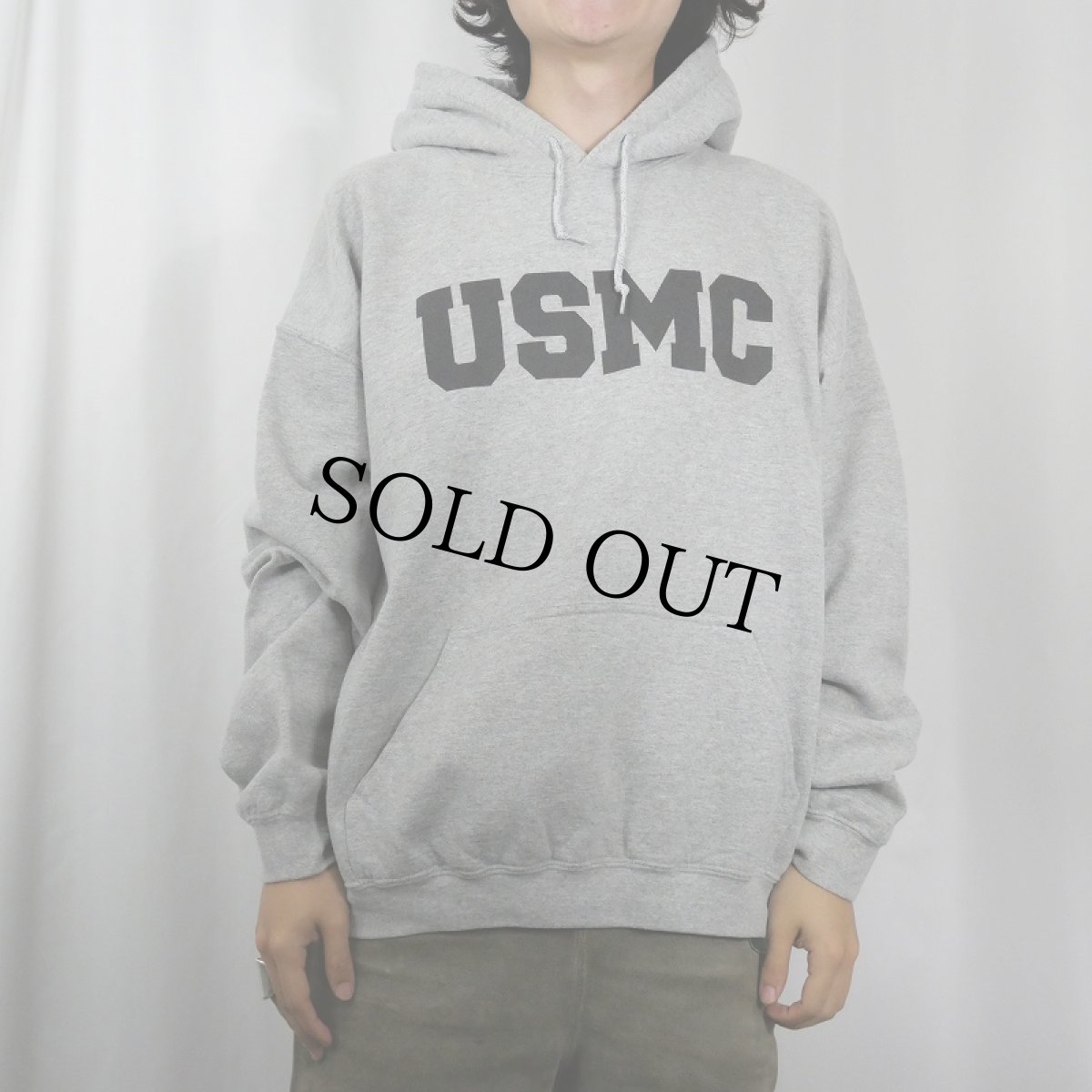 画像2: "USMC" プリントスウェットフーディー XL (2)