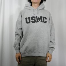画像2: "USMC" プリントスウェットフーディー XL (2)