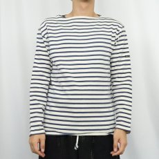 画像2: SAINT JAMES ボーダー柄ロンT NAVY (2)