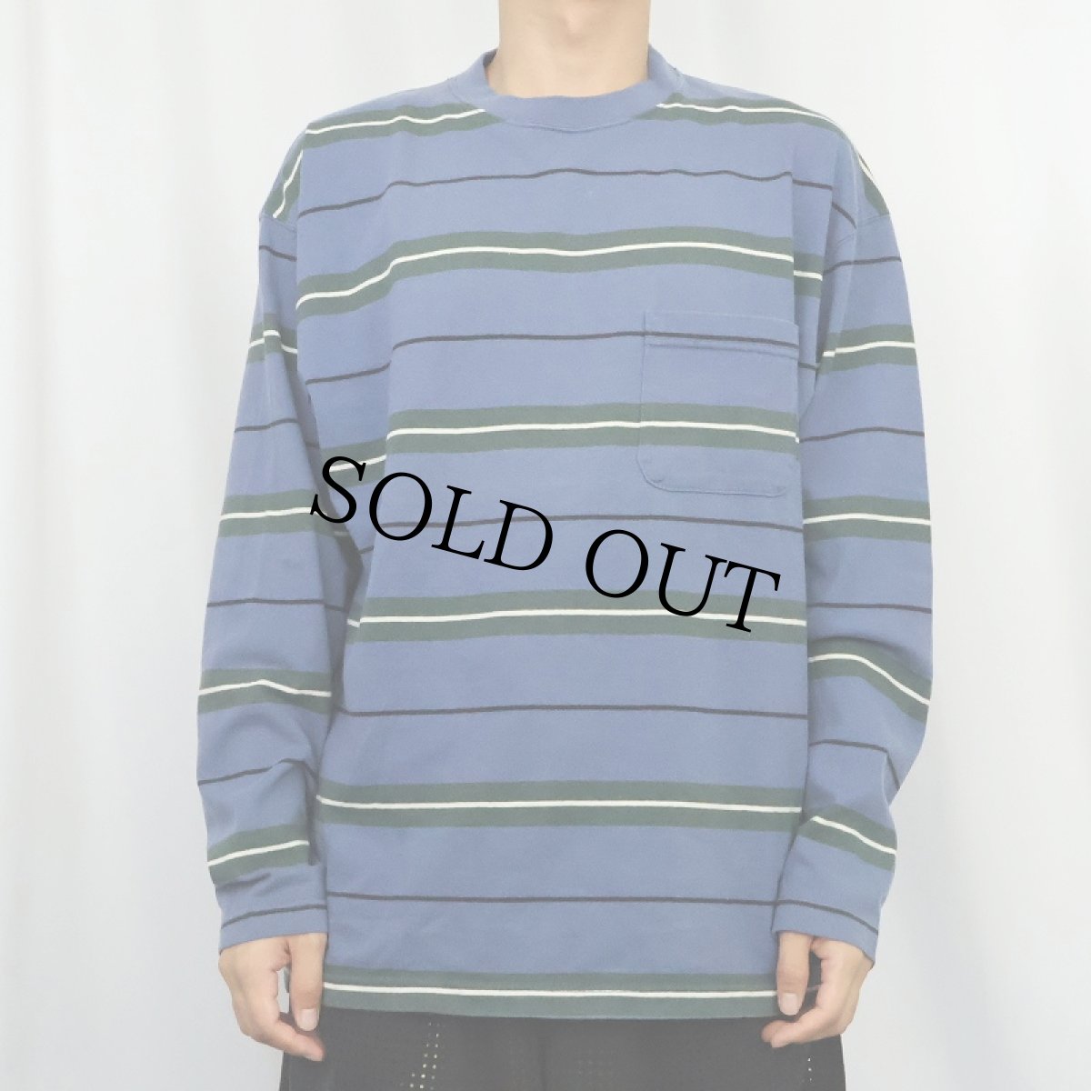 画像2: 80〜90's Eddie Bauer USA製 ボーダー柄 ポケットロンT M (2)