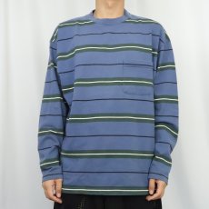 画像2: 80〜90's Eddie Bauer USA製 ボーダー柄 ポケットロンT M (2)