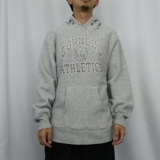 画像2: 80's Champion REVERSE WEAVE USA製 トリコタグ "CORNELL ATHLETICS" プリントスウェットフーディー L (2)
