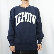 画像2: 90's Champion REVERSE WEAVE "DEPAUW" プリントスウェット NAVY L (2)